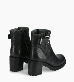 Outlet Boot biker à boucle - Justy 70 - Cuir lavé embossé python - Boots - Bottines|Boots - Bottines