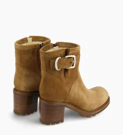 Discount Boot biker à boucle - Justy 70 - Cuir velours - Boots - Bottines|Boots - Bottines