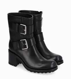 Outlet Boot biker à double boucle - Biker 70 - Cuir lisse - Boots - Bottines|Boots - Bottines