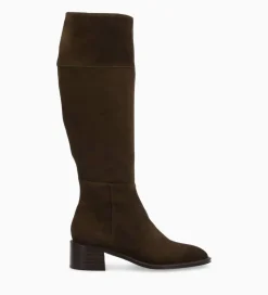 Online Botte à talon - Lora 50 - Cuir velours - Marron foncé Bottes|Bottes