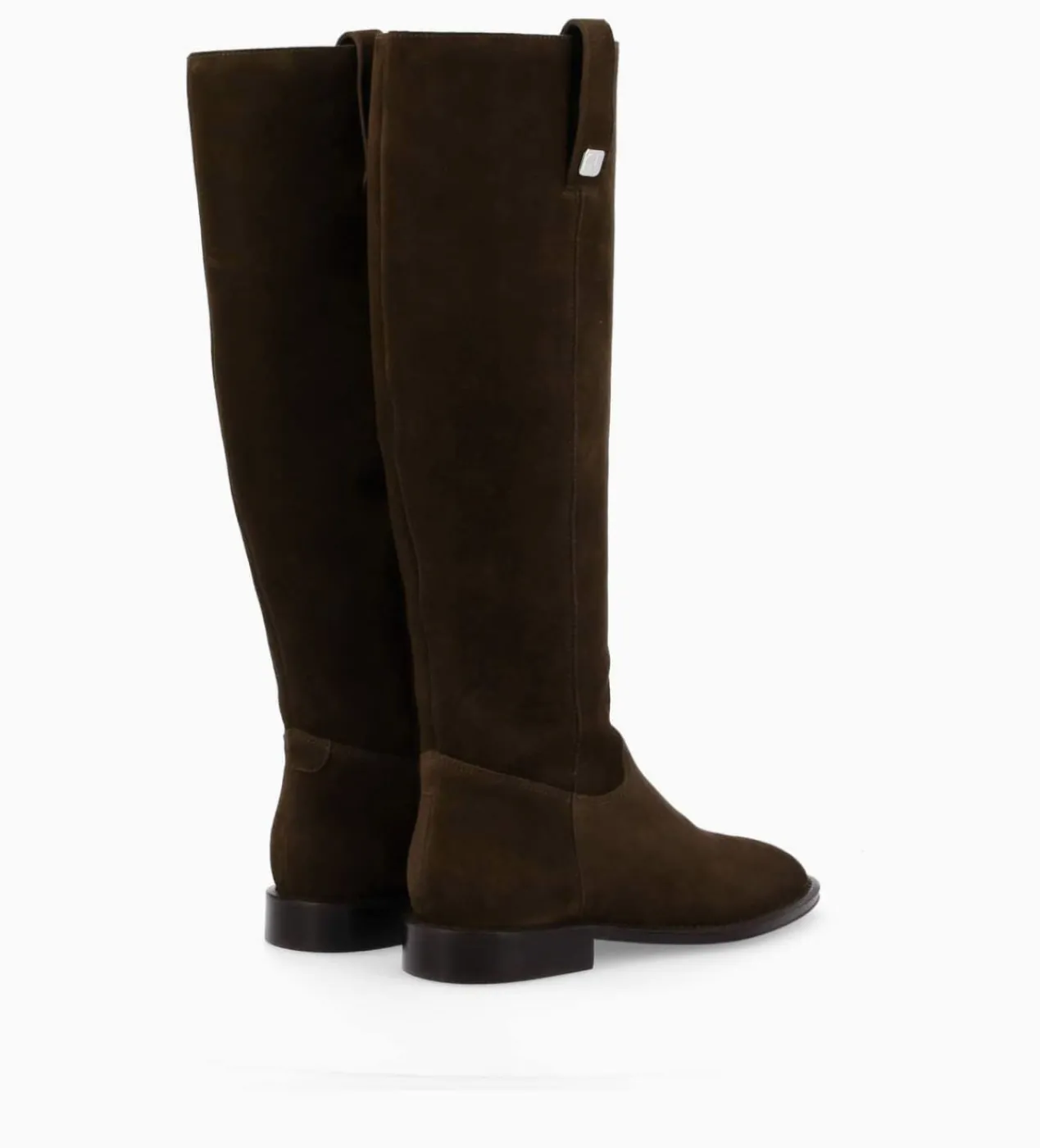 Best Botte à talon plat - Joan - Cuir velours - Marron foncé Bottes|Bottes