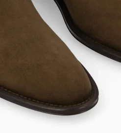 Best Botte à talon plat - Joan - Cuir velours - Marron foncé Bottes|Bottes