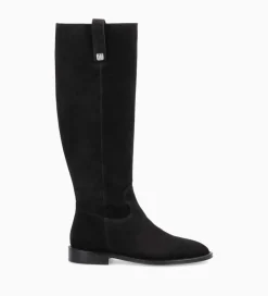 Clearance Botte à talon plat - Joan - Cuir velours - Bottes|Bottes