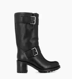 Botte biker à double boucle biker - Biker 70 - Cuir lisse - Bottes|Bikers