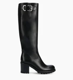 Botte biker zippée à boucle - Justy 70 - Cuir lisse - Bottes|Bikers