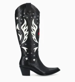 Hot Botte western à talon brodée - Tina 50 - Cuir de veau lisse brillant - Bottes|Santiags