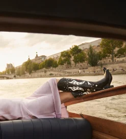 Hot Botte western à talon brodée - Tina 50 - Cuir de veau lisse brillant - Bottes|Santiags