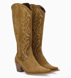 Online Botte western brodée à talon - Ruby 50 - Cuir velours - Bottes|Bottes