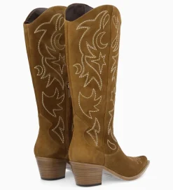 Online Botte western brodée à talon - Ruby 50 - Cuir velours - Bottes|Bottes