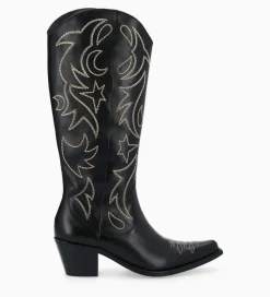Hot Botte western brodée à talon - Ruby 50 - Cuir de veau lisse brillant - Bottes|Bottes