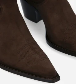 Discount Botte western brodée à talon - Ruby 50 - Cuir velours - Marron foncé Bottes|Bottes