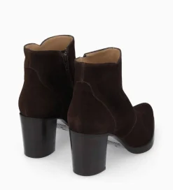Discount Bottine à talon à zip - Paddy 70 - Cuir velours - Marron foncé Boots - Bottines|Boots - Bottines