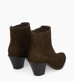 New Bottine chelsea à talon - Jane 70 - Cuir velours - Marron foncé Boots - Bottines|Boots - Bottines