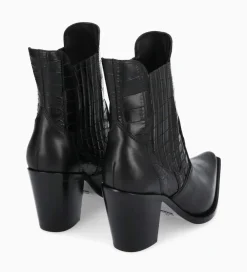 Hot Bottine chelsea à talon - Sandy 80 - Cuir imprimé crocodile/Cuir lisse brillant - Boots - Bottines|Santiags