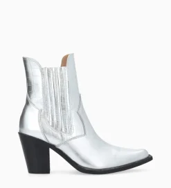 Hot Bottine chelsea à talon - Sandy 80 - Cuir imprimé crocodile/Cuir métallisé - Boots - Bottines|Boots - Bottines