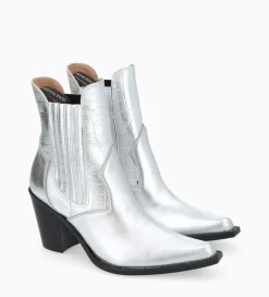 Hot Bottine chelsea à talon - Sandy 80 - Cuir imprimé crocodile/Cuir métallisé - Boots - Bottines|Boots - Bottines