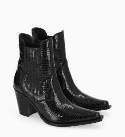 Best Bottine chelsea à talon - Sandy 80 - Cuir imprimé serpent verni - Boots - Bottines