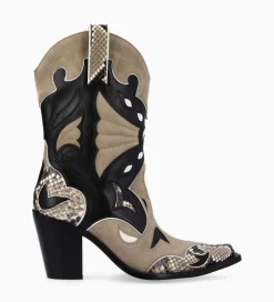 Online Bottine western à talon - Andrea 80 - Cuir de veau/Velours/Nappa/Serpent - Boots - Bottines|Boots - Bottines