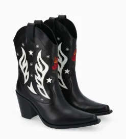 Best Bottine western à talon brodée - Tippi 80 - Cuir de veau lisse brillant - Boots - Bottines|Boots - Bottines