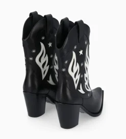 Best Bottine western à talon brodée - Tippi 80 - Cuir de veau lisse brillant - Boots - Bottines|Boots - Bottines