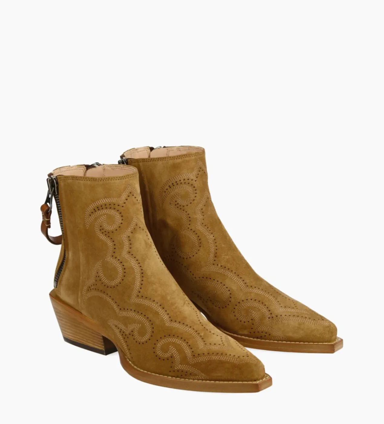 Outlet Bottine Western brodée - Calamity 40 - Cuir velours - Boots - Bottines|Boots - Bottines