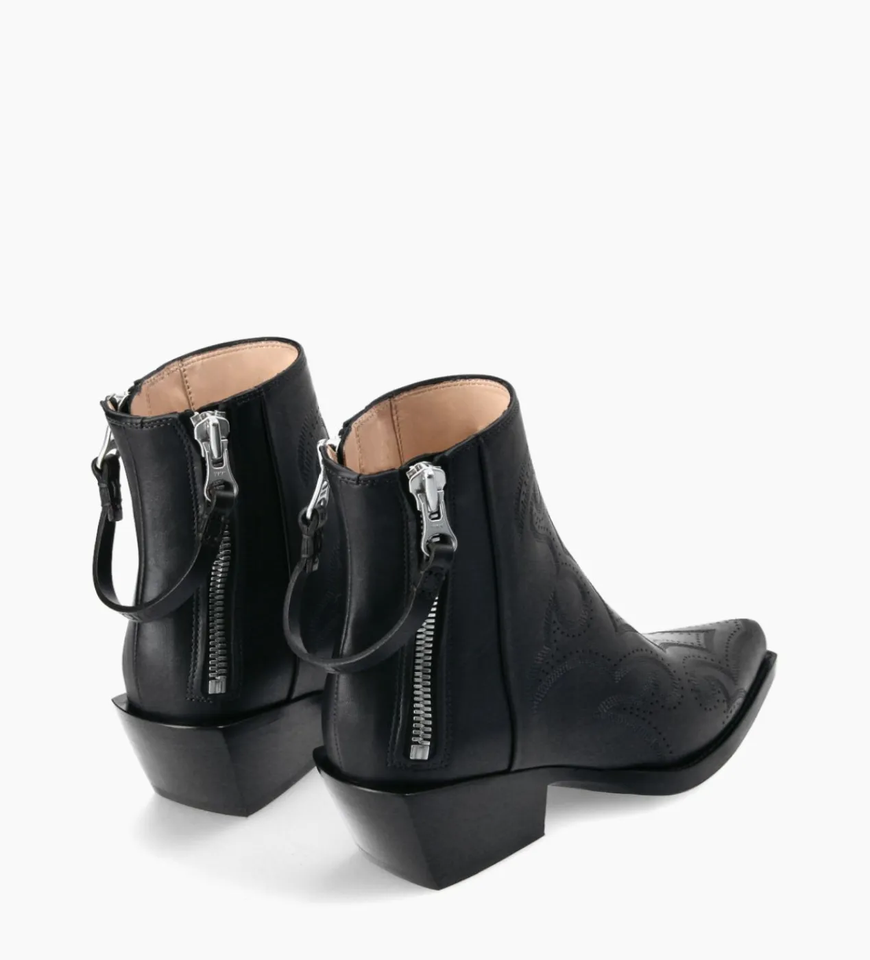 Outlet Bottine Western brodée - Calamity 40 - Cuir de veau lisse mat - Boots - Bottines|Boots - Bottines