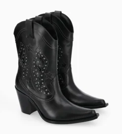 Online Bottine western brodée à talon avec clous - Tippi 80 - Cuir de veau lisse/Cuir imprimé serpent - Boots - Bottines|Santiags