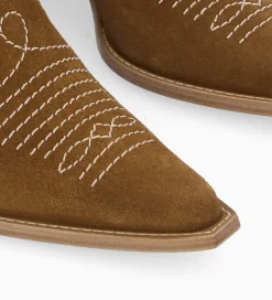 Discount Bottine western chelsea brodée à talon - Simone 50 - Cuir velours - Boots - Bottines|Boots - Bottines