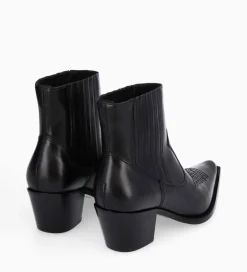 Discount Bottine western chelsea brodée à talon - Simone 50 - Cuir de veau lisse brillant - Boots - Bottines|Boots - Bottines