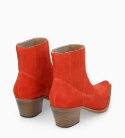 Best Bottine western chelsea brodée à talon - Simone 50 - Cuir velours - Boots - Bottines|Boots - Bottines