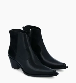 Clearance Bottine western zippée à talon - Sadie 50 - Cuir de veau lisse brillant - Boots - Bottines|Boots - Bottines