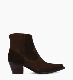 Online Bottine western zippée à talon - Sadie 50 - Cuir velours - Marron foncé Boots - Bottines|Boots - Bottines