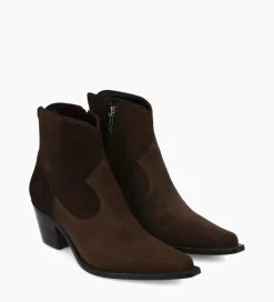 Online Bottine western zippée à talon - Sadie 50 - Cuir velours - Marron foncé Boots - Bottines|Boots - Bottines