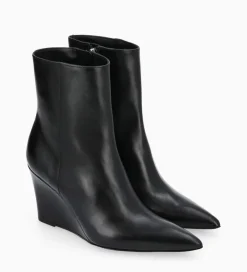 Bottine zippée à talon compensé - Florence 70 - Cuir de veau lisse brillant - Boots - Bottines