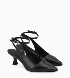 New Escarpin à bride arrière - Suzy 60 - Cuir lisse/Cuir imprimé lézard - Escarpins