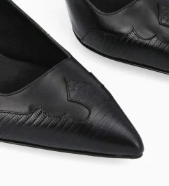 New Escarpin à bride arrière - Suzy 60 - Cuir lisse/Cuir imprimé lézard - Escarpins