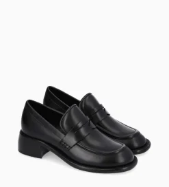 Outlet Mocassin à talon à bout carré - Anaïs 50 - Cuir de veau lisse brillant- Mocassins - Escarpins|Mocassins