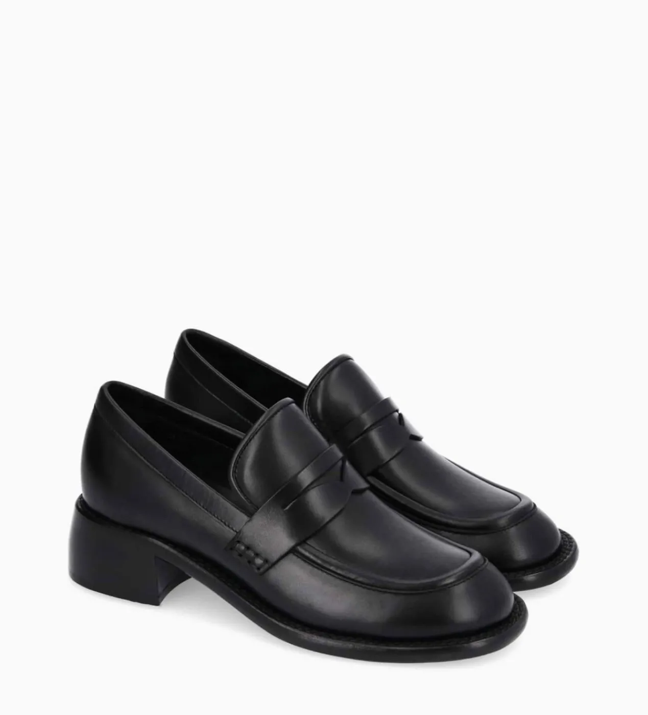 Outlet Mocassin à talon à bout carré - Anaïs 50 - Cuir de veau lisse brillant- Mocassins - Escarpins|Mocassins