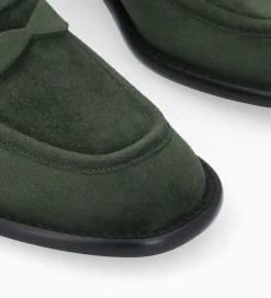 Clearance Mocassin à talon à bout carré - Anaïs 50 - Cuir velours - Mocassins - Escarpins|Mocassins